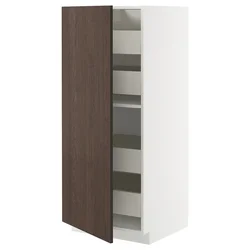 METOD / MAXIMERA Visoki element s fiokama, bela/Sinarp smeđa, 60x60x140 cm