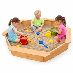 Dečiji drveni peskarnik KINDER HOME – model sa 8 strana i 4 sedišta