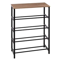 Stalak za cipele Aliaj sa 4 police 63x30x90.5cm crni/boja drveta Five