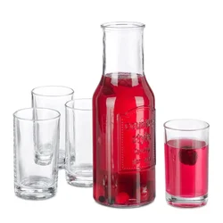 Northix Stekleni vrč 1L s 4 kozarci 250 ml debelostensko steklo