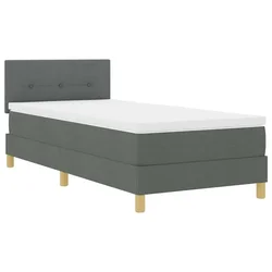 Vidaxl LED Box Spring Postelja Temno siva 90 x 200 cm blago
