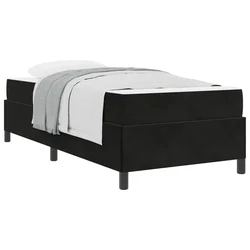 Vidaxl Konstrukcija postelje z vzmetnico Črna 90 x 200 cm blago