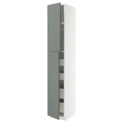 METOD / MAXIMERA Vis.el. s 2 vrata/4 fioke, bela/Nickebo mat sivozelena, 40x60x240 cm