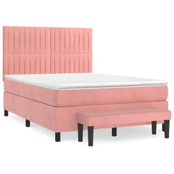 Vidaxl Box spring postelja z vzmetnico roza 140x200 cm žamet