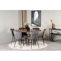 Venture Design Jedilna miza in stol komplet Copenhagen Limhamn miza 140x75 cm rjava siva