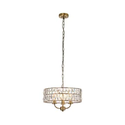 Endon 106243 - Luster na lancu CLIFTON 3xE14/6W/230V prečnik 38,5 cm mesing/prozirno staklo