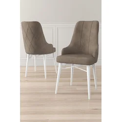Hanah Home Set stolica Neta, 46x95x42 cm, 6 komada, Belo-smeđe