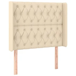 Vidaxl Vzglavje z ušesi krem 93x16x118/128 cm blago