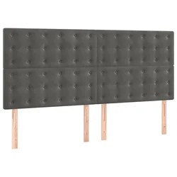 Vidaxl Vzglavje postelje temno sivo 200x5x118/128 cm žamet