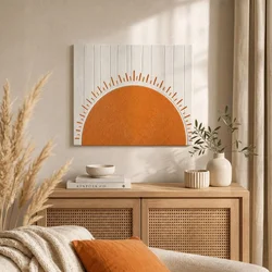 WallXpert slika na platnu Huhu3207, narandžasto sunce na belim prugama, 50 x 35 cm