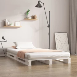 Krevet od paleta bijeli 90x190 cm od masivne borovine mali
