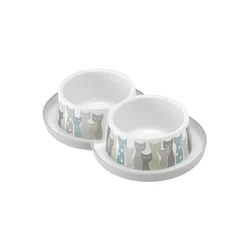 MODERNA Plastična činija za mačke i pse Double Trendy Dinner S 2x350ml siva