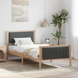 Okvir kreveta smeđe i tamnosivo 90 x 200 cm Masivna borovina