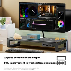 Llano Postolje za monitor sa USB 3.0 portom, 60x26 cm, Crno