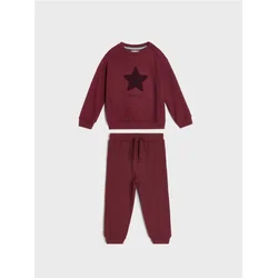 Sinsay - Pamučni komplet: dukserica i pantalone - burgundy