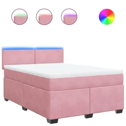 Vidaxl Box spring postelja z vzmetnico roza 160x200 cm žamet