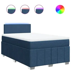Vidaxl Box spring postelja z vzmetnico modra 120x190 cm blago