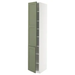 METOD Visoki element s policama/2 vrata, bela/Axstad sivozelena, 40x60x220 cm
