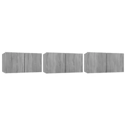 | Set TV komoda | Zidne 3 pcs Siva Konstruirano drvo