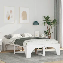 vidaXL Posteljni okvir Bela 135 x 190 cm Trdna borovina