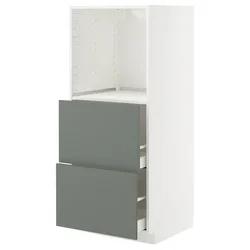 METOD / MAXIMERA Vis. elem. s 2 fioke za pećnicu, bela/Nickebo mat sivozelena, 60x60x140 cm