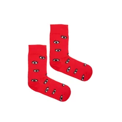 Kabak Unisexs Socks Patterned Red Eyes