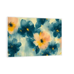 Canvas Slika na platnu Plavo cveće, 150x100cm, Sa ramom, Beli