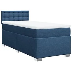 Vidaxl Box spring postelja z vzmetnico modra 90x190 cm blago