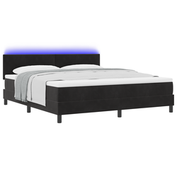 LED Box Spring Krevet s madracem Crna 180 x 200 cm Baršun