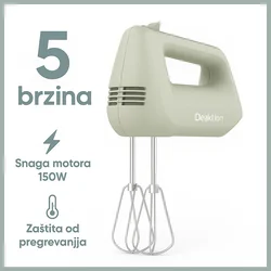 Deaktion Ručni mikser, 150 W, 5 brzina, Zeleni