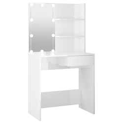 Toaletni stolić s LED svjetlima sjajni bijeli 74,5x40x141 cm