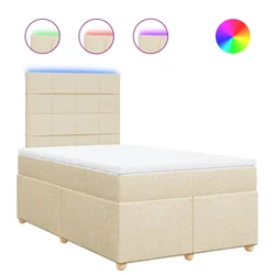vidaXL vidaXL Box spring postelja z vzmetnico krem 120x190 cm blago, (21304599)