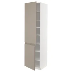 METOD Visoki element s policama/2 vrata, bela/Upplöv tamnobež, mat, 60x60x220 cm