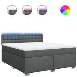 Vidaxl Box spring postelja z vzmetnico temno siva 180x200 cm blago