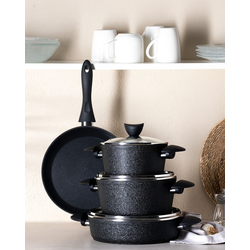 Madame Coco Set posuđa za kuvanje Noir Titanium, 7 delova, Crni