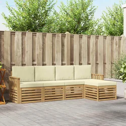 Set vanjskih sofa 5 pcs Bijela i krem 249 x 122,5 x 73 cm