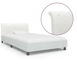 Vidaxl Posteljni okvir belo umetno usnje 90x200 cm
