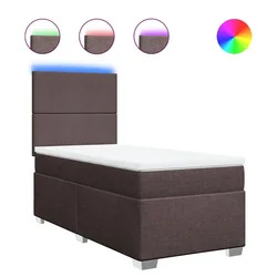 Vidaxl Box spring postelja z vzmetnico temno rjava 80x200 cm blago