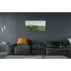 tulup.si Slika na steklu Konji dirka lov 120x60 cm 2 obešalnika