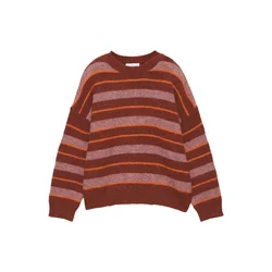 Pull&Bear Pulover PACIFIC oranžna/burgund/pegasto rdeča