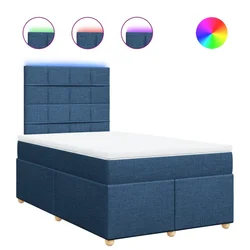 Vidaxl Box spring postelja z vzmetnico moder 120x200 cm blago