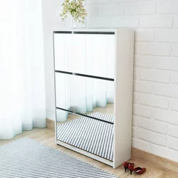 Ormarić za cipele 3 razine s ogledalom bijeli 63x17x102,5 cm