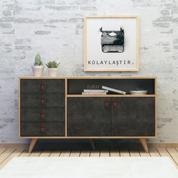 Hanah Home Komoda Pagina 140x86x40cm Hrast-Tamnosiva