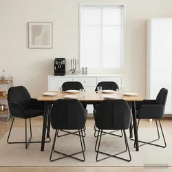 Trpezarijske stolice 6 pcs Baršun Crna 55 x 50 x 84 cm