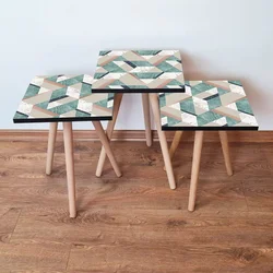 Hanah Home Set klub stočića 3Shp222, 3 komada, Šarena