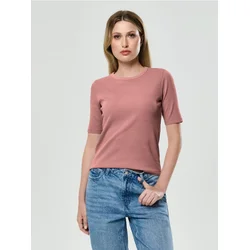 Sinsay - Rebrasta majica - prljavo roze