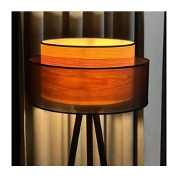 Duolla - Stojeća lampa WOOD BOHO 1xE27/15W/230V prečnik 45 cm crna/bež