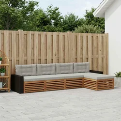 Set vanjskih sofa 5 pcs Prirodna i svjetlosiva Poliester