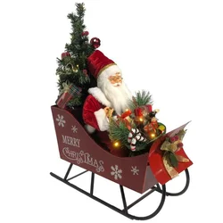 Novogodišnja figura Deda Mraz u kočijama sa zvukom i svetlom 60cm
