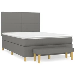 Vidaxl Box spring posteljni z vzmetnico temno siv 140x190 cm blago